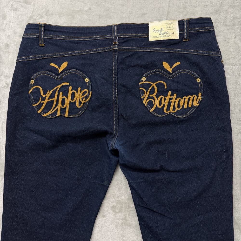 Vintage Y2K Apple Bottoms Jeans Juniors 13/14 Dark Wash Low Rise Measures 36x33